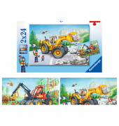 Bagger und Waldtraktor Puzzle 2x 24 Teile