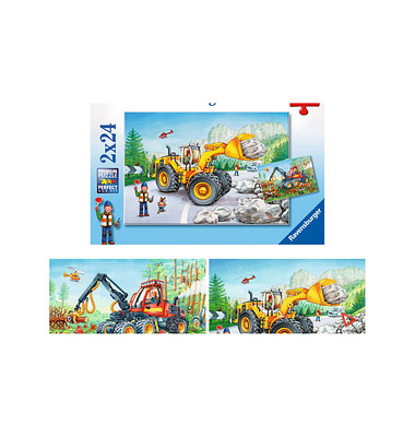 Bagger und Waldtraktor Puzzle 2x 24 Teile