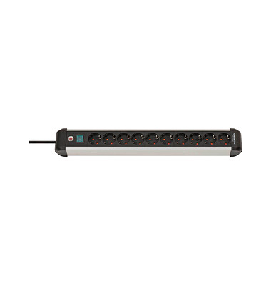 Premium-Alu-Line 10-fach Steckdosenleiste mit Schalter 3,0 m schwarz