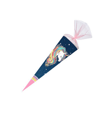 Schultüte Einhorn Regenbogen blaurosa