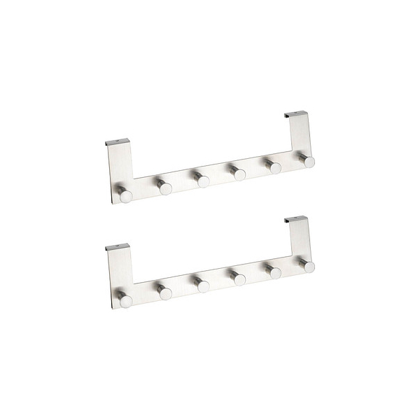 4008838322321 - WENKO Türgarderobe Edelstahl Celano 2er Set je 6 Haken für Türfalzstärken bis 2 cm Silber matt Edelstahl rostfrei matt - silber matt 4008838322321 - WENKO Türgarderobe Edelstahl Celano 2er Set je 6 Haken für Türfalzstärken bis 2 cm Silber matt Edelstahl rostfrei matt - silber matt