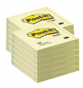 3M Haftnotiz 654 CY, Notes, 76x76mm (BxH), gelb, Block  