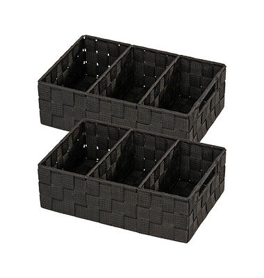 2 WENKO Adria Ordnungsboxen schwarz 32,0 x 21,0 x 10,0 cm