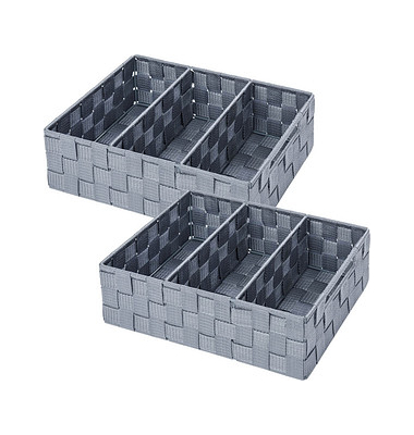 2 WENKO Adria Ordnungsboxen grau 32,0 x 21,0 x 10,0 cm