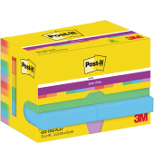 Haftnotizen 622-12SS-PLAY, Super Sticky Notes Playful Collection, 48x48mm, farbig sortiert (blau/rot/gelb/orange/gr&uuml;n/violett), 