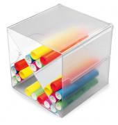 Aufbewahrungsbox Deflecto Cube 350201, außen 15,3x15,3x15,3cm, Polystyrol transparent