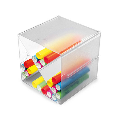 Aufbewahrungsbox Deflecto "Cube" 350201, außen 15,3x15,3x15,3cm, Polystyrol transparent