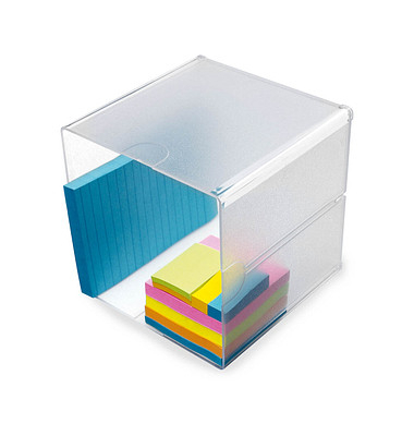 Aufbewahrungsbox Deflecto "Cube" 350401, außen 15,3x15,3x18,3cm, Polystyrol transparent