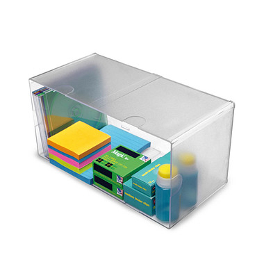 Aufbewahrungsbox Deflecto "Cube" 350501, außen 30,5x15,3x15,3cm, Polystyrol transparent