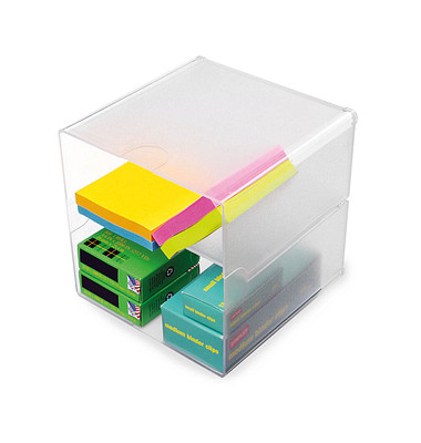 Aufbewahrungsbox Deflecto "Cube" 350701, außen 15,3x15,3x15,3cm, Polystyrol transparent