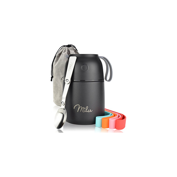 4260701352297 - Isolier-Speisebehälter schwarz 1 Thermobehälter mit Tasche klappbarer Löffel 5 farbige Trageschlaufen aus Gummi 4260701352297 4260701352297 - Isolier-Speisebehälter schwarz 1 Thermobehälter mit Tasche klappbarer Löffel 5 farbige Trageschlaufen aus Gummi 4260701352297