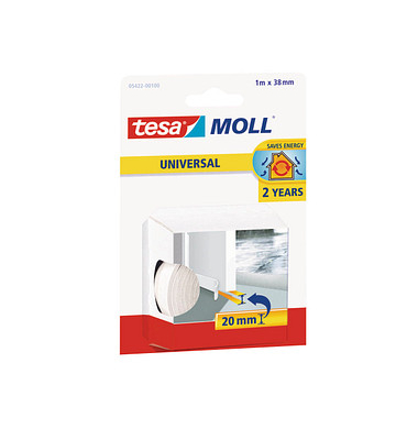 tesamoll UNIVERSAL Türdichtung Dichtungsband weiß 38,0 mm x 1,0 m