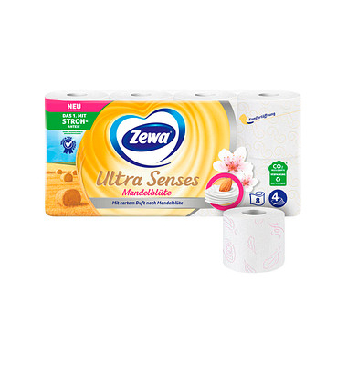 Toilettenpapier Ultra Senses, Mandelmilch, 839290, 4-lagig, weiß, 135 Blatt/Rolle,