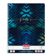 Collegeblock 50044153 x.book Fearless, New Batik Fearless, Lineatur 28 / kariert mit Rand innen/außen, A4, 70g, blau, 80 Blatt