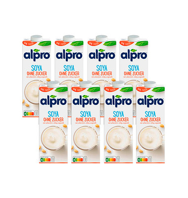 Sojadrink Ohne Zucker 92396, 1,8% Fett, laktosefrei, vegan, 8x 1 Liter, im Tetrapack