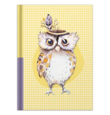 Notizbuch 46812, Eule, bunt, A5, punktkariert, 70g, 96 Blatt / 192 Seiten