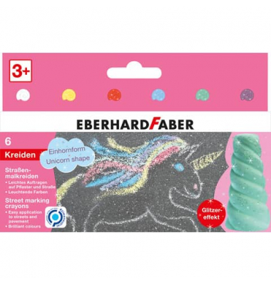Stra&szlig;enmalkreide Einhorn, 526560, farbig sortiert, Einhorn / rund, 101mm (L)
