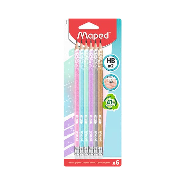 3154148518037 - Bleistift-Set BLACKPEPS GLITTER M851803 hell- rosablaugrünlilagraubraun kA HB 3154148518037 MAPED 6 Stück 3154148518037 - Bleistift-Set BLACKPEPS GLITTER M851803 hell- rosablaugrünlilagraubraun kA HB 3154148518037 MAPED 6 Stück