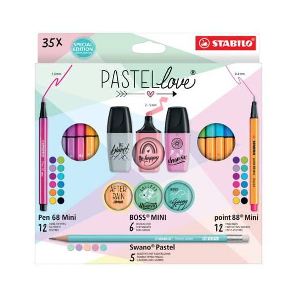 5 Stück Stabilo Schreibset 35-tlg. Mini World Pastellove 4006381590372 Stabilo 35 Stück