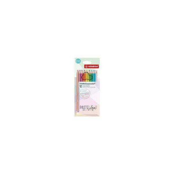 6 Stück Stabilo Aquarellstifte-Set STABILOaquacolor Etui ?Pastellove, 1612/7, 12-farbig sortiert, sechskant, Packung 4006381590396 Stabilo 12 Stück