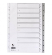 Kunststoffregister KF01916, 1 bis 10, A4, 120µm, graue Taben, 10-teilig