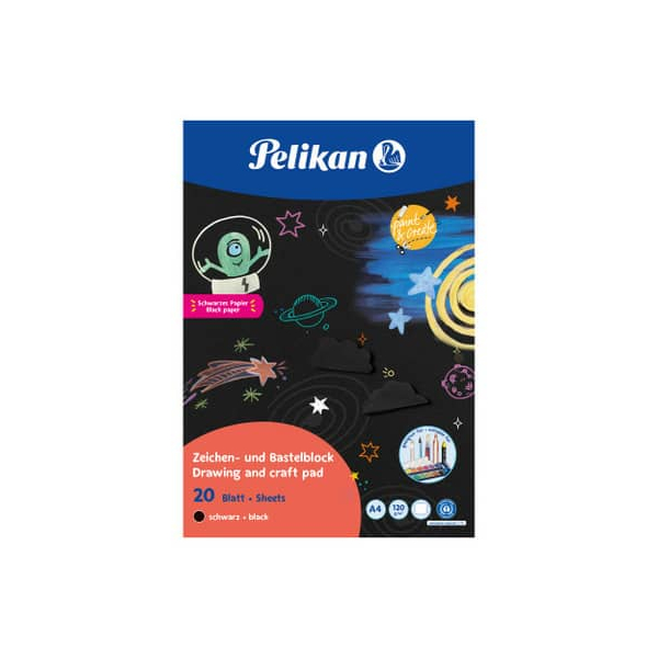10 Stück Pelikan Zeichenblock A4 120gr20BL schwarz 4012700101570 Pelikan