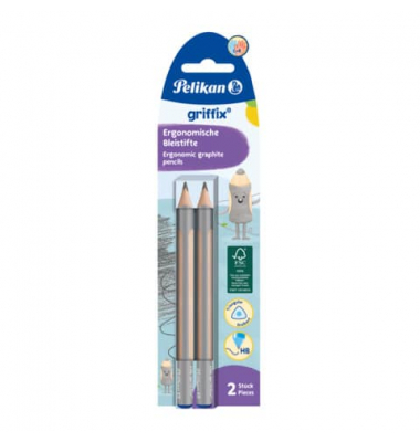 Bleistift-Set griffix, 817011, 2x silber/ naturbraun, 3,5mm, HB
