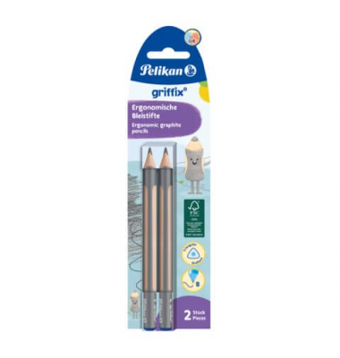 Bleistift-Set griffix, 817028, Härte B, 3,5mm, silber/ naturbraun