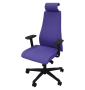 Bürodrehstuhl Viden, mit Armlehnen + Kopfstütze, blau/schwarz
