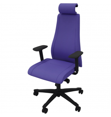 Bürodrehstuhl Viden, mit Armlehnen + Kopfstütze, blau/schwarz