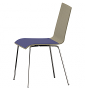 Besucherstuhl Cafe VII, blau/buche / chrom, ohne Armlehnen, 4-Fuß-Gestell