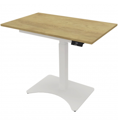 Schreibtisch eModel 2.0 MINI, elektrisch höhenverstellbar, 62-108cm (H), 90x55cm (BxT), rechteckig, hickory / weiß