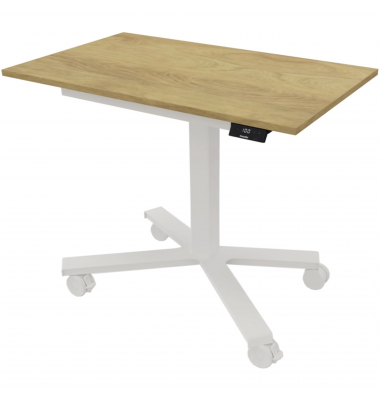 Schreibtisch eModel 2.0 MINI, elektrisch höhenverstellbar, 71-117cm (H), 90x55cm (BxT), rechteckig, hickory / weiß