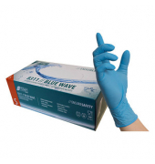 Einweghandschuhe BLUE WAVE, Nitril, lebensmittelecht, blau, Größe 9 / L,