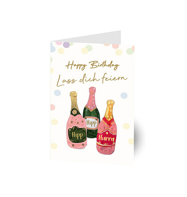 Geburtstagskarten Handmade Sekt LUHM10 11,5cm x 17,5cm (BxH) 260g Motiv Chromopapier FSC