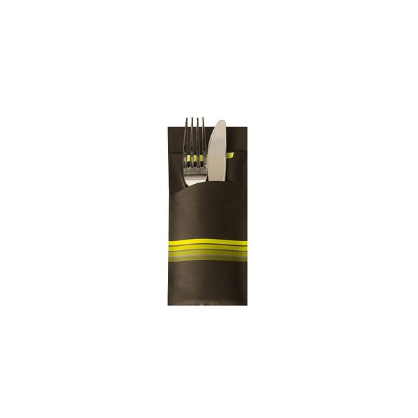 4002911867020 - Bestecktaschen Stripes inkl weißer Serviette 520 Stk 200 x 85 mm Papier schwarz limone 4002911867020 - Bestecktaschen Stripes inkl weißer Serviette 520 Stk 200 x 85 mm Papier schwarz limone