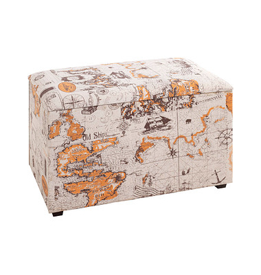 Sitztruhe 25975 Motiv Weltkarte Holz 65,0 cm