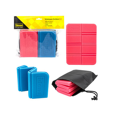 Sitzkissen Outdoor, faltbar blau und rot 38,0 x 28,0 cm