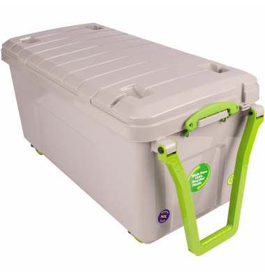 Aufbewahrungsbox Recycling 160-WHTR-RDG, 160 Liter mit Deckel, außen 1000x500x500mm, Polypropylen, 100 % recycelt taubengrau