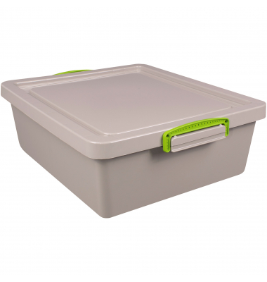 Aufbewahrungsbox Recycling Economie 10.5-NST-RDG, 10,5 Liter mit Deckel, außen 460x383x113mm, Polypropylen, 100 % recycelt taube