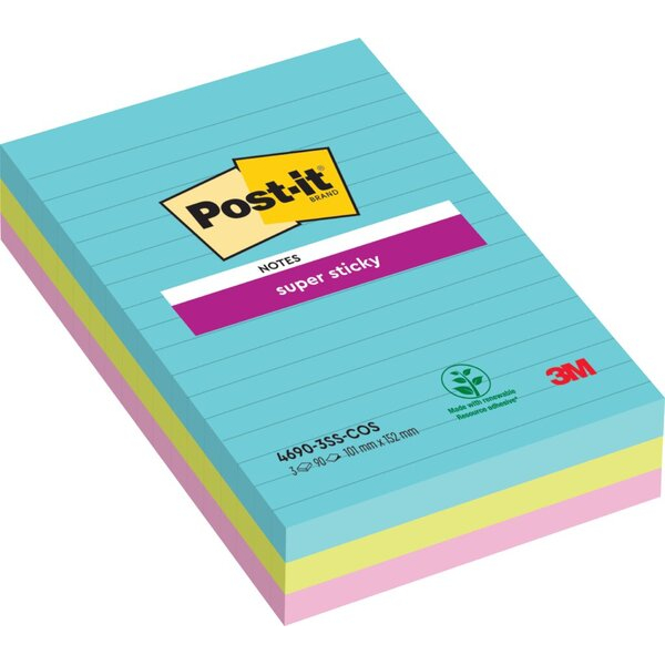 0076308498726 - Post-it® Haftnotizen Super Sticky XL Notes Cosmic 101 x 152 mm farbig & liniert 3 Blöcke á 90 Blatt 0076308498726 - Post-it® Haftnotizen Super Sticky XL Notes Cosmic 101 x 152 mm farbig & liniert 3 Blöcke á 90 Blatt