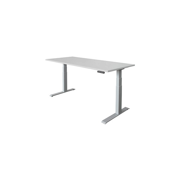 4032062182680 - Sitz-Steh-Schreibtisch VXDKB19 5 S elektrisch höhenverstellbar 64-129cm (H) 180cmx80cm (BxT) rechteckig grau   Silber 403206