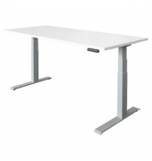XDKB19 höhenverstellbarer Schreibtisch weiß rechteckig C-Fuß-Gestell silber 180,0 x 80,0 cm