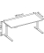 Sitz-Steh-Schreibtisch Basic, elektrisch höhenverstellbar, 64-129cm (H), 180x80cm (BxT), rechteckig, weiß / silber