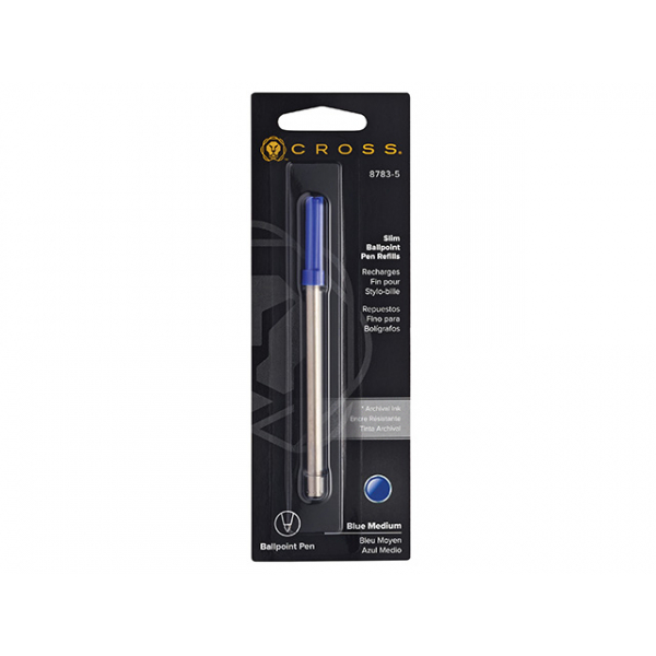 6 Stück Cross Kugelschreibermine Slim blau, mittel, 1 Stück im Blister 0073228127613 Cross