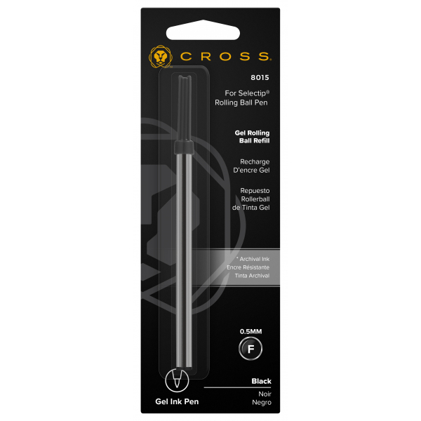 6 Stück Cross Gel-Rollerballmine Selectip schwarz 0,5 mm, 1 Stück im Blister 0073228137650 Cross