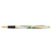 Füllfederhalter Wanderlust Borneo, Weiß-LackGrünGold F-Feder