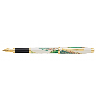 Füllfederhalter Wanderlust Borneo, Weiß-LackGrünGold F-Feder