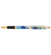 Füllfederhalter Wanderlust Malta, Weiß-LackBlauGold F-Feder