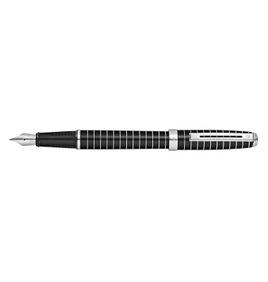 Prelude Füllhalter F Schwarz horizontales Linienmuster, G-box